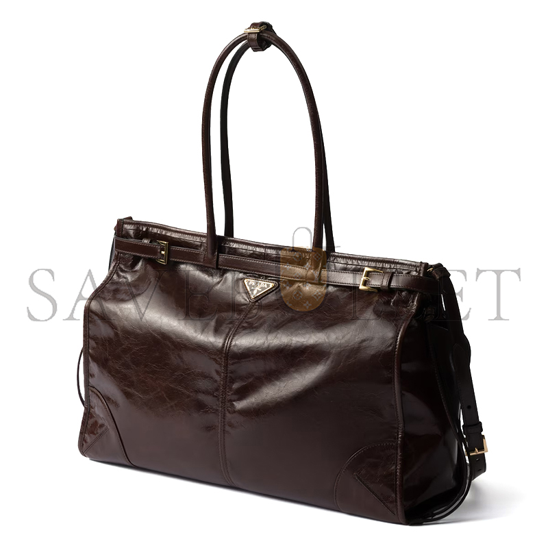 PRADA BONNIE EXTRA LARGE LEATHER HANDBAG 1BA439 (42*30*12cm)